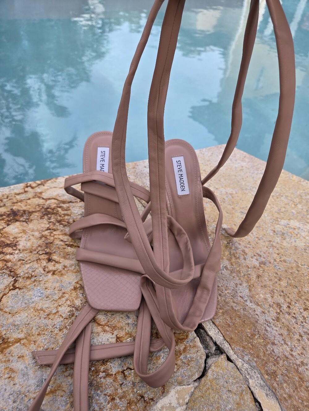 Steve Madden Nude Blush Strappy Lace Up Heeled Sandals Women's Size 8.5